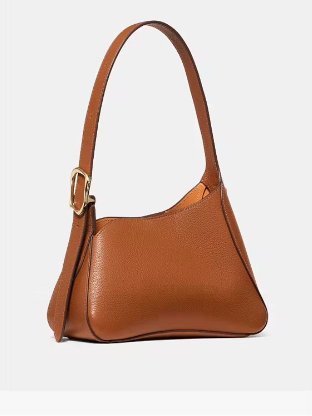 Kate  Spade 454 sculpted Tan Pebbled Leather Shoulder Bag with Gold Buckle
